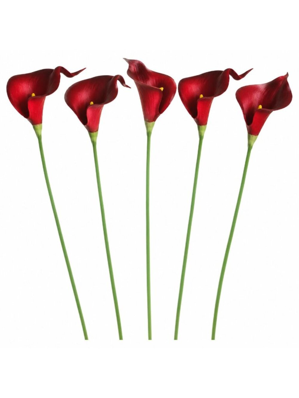 Set of 5 Red Burgundy Calla Lily Stems 14 Inch Artificial Flowers Christmas Wedd